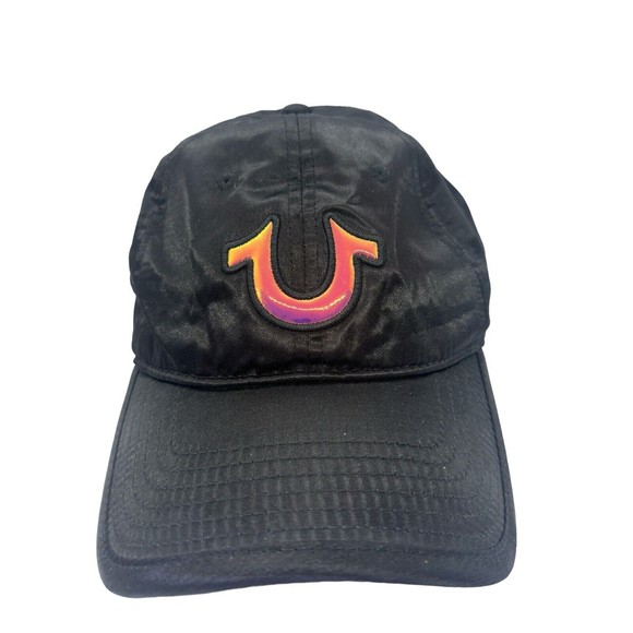 NWOT True Religion Iridescent Horseshoe Logo Black Baseball Cap Hat Unisex - Picture 1 of 10
